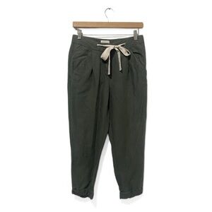 Wilfred | Aritzia Green Linen Allant High-Rise Tie-Waist Capri Pants Size 0